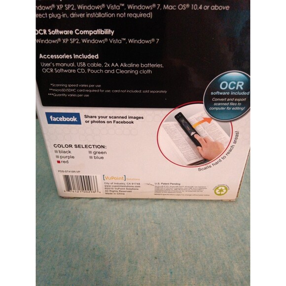 VuPoint Magic Wand Portable Scanner PDS-ST415R-RED - In BOX - Picture 4 of 4